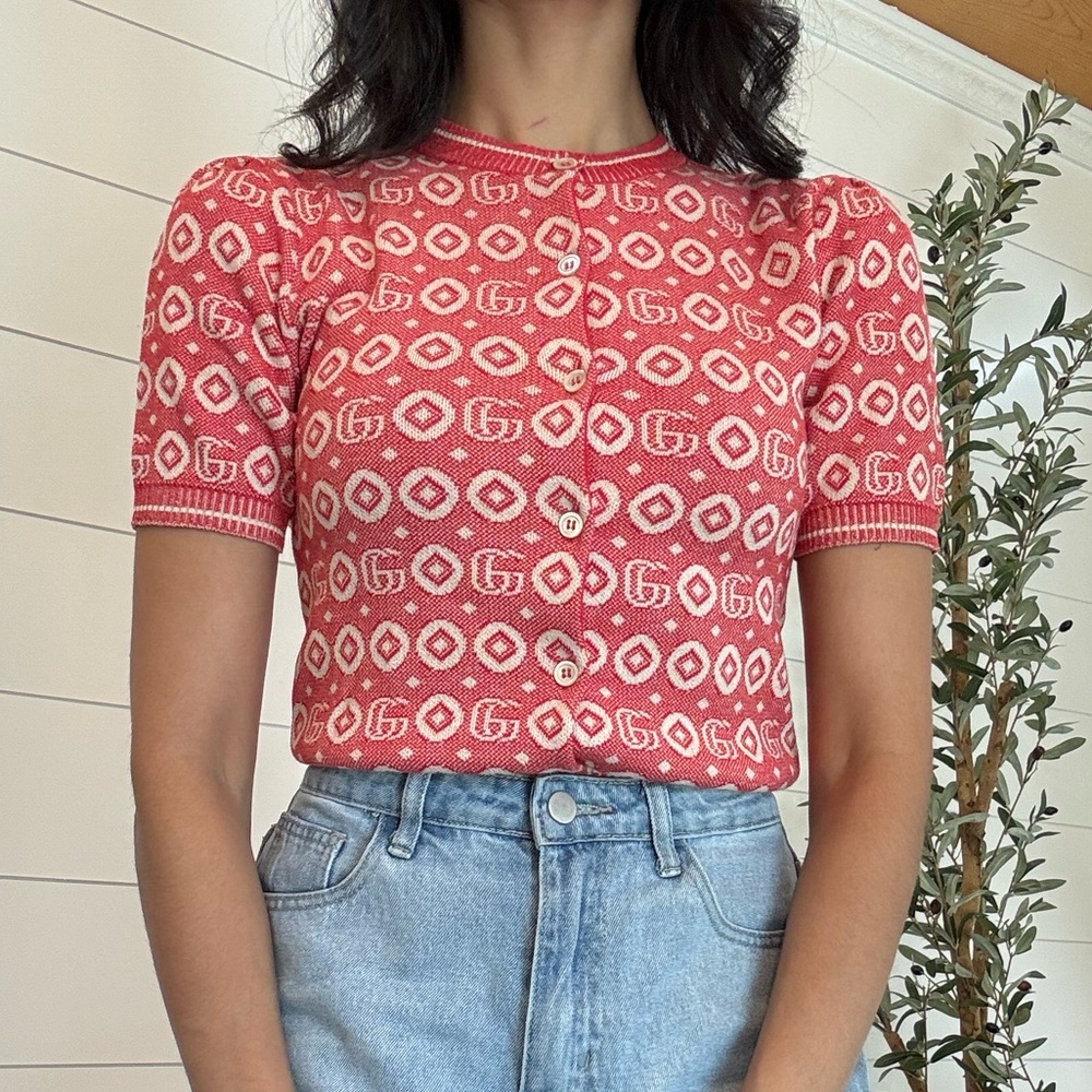 Gucci Red Geometric Pattern monogram Sweater